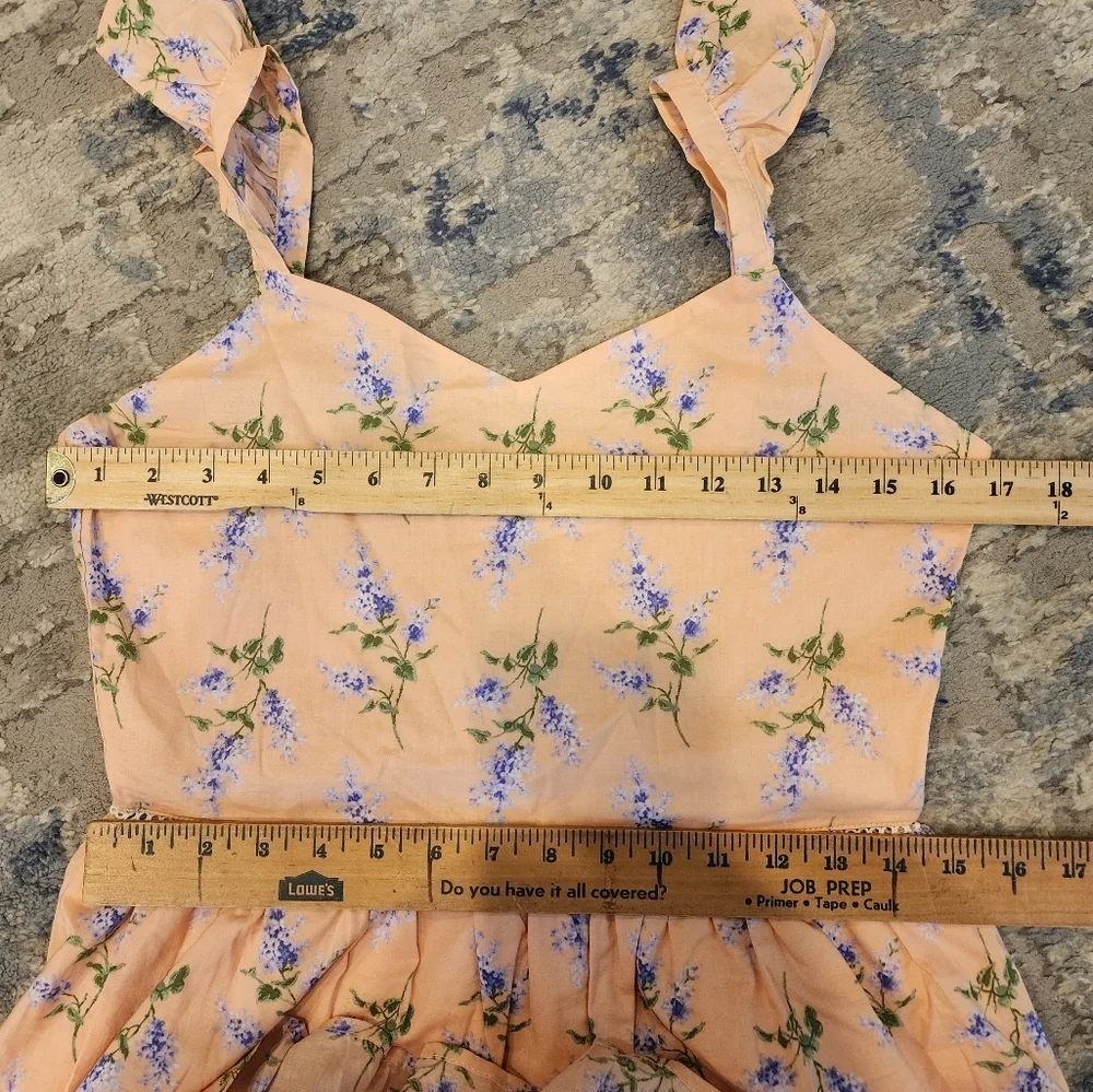NWT Janie and Jack Apricot Floral Ruffle Strap‎ Sundress Big Kid Size 18.